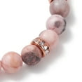 thumbnail image 4 of 8.5mm Round Natural Pink Zebra Jasper Beaded Stretch Bracelets Brass Rhinestone Spacer Bead Bracelets for Women Rose Gold Inner Diameter: 5.6cm, 4 of 4
