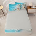 thumbnail image 4 of jejeloiu Sea Beach Shell Pattern Zipper Full Size Comforter Sets with Fitted Sheet and 2 Pillowcases Kids,Hawaii Ocean Holiday Zipper Bedding Set For Boy,Reversible,4 Pieces, 4 of 7