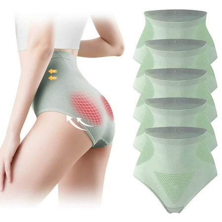 

5PCS Graphene Underwear High Waist Panties for Women Green-XL