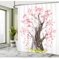thumbnail image 5 of Ambesonne Tree Shower Curtain, Blooming Sakura and Mountain, 69"Wx70"L, Pink Black Green, 5 of 5