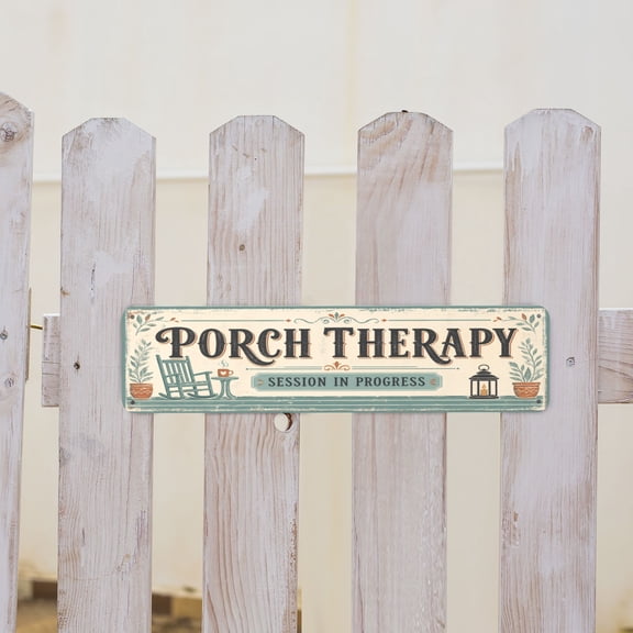 Porch Therapy Metal Tin Sign For Farmhouse Porch Patio Garden And Cabin Decor 4x16 Inch