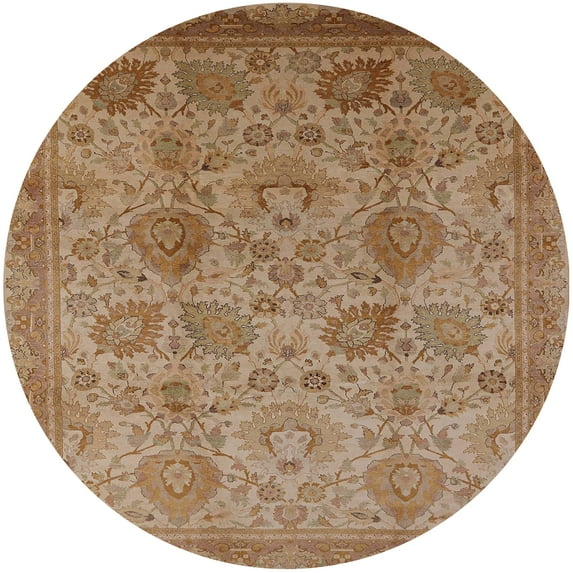 Ahgly Company Indoor Round Mid-Century Modern Light Copper Gold Oriental Area Rugs, 7' Round