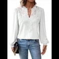 thumbnail image 1 of Blusas de con Lunares, Estilo Bohemio, de Larga y Cuello en V para Mujer, con Encaje de Ganchillo, Estilo Informal y Moderno M, 1 of 9