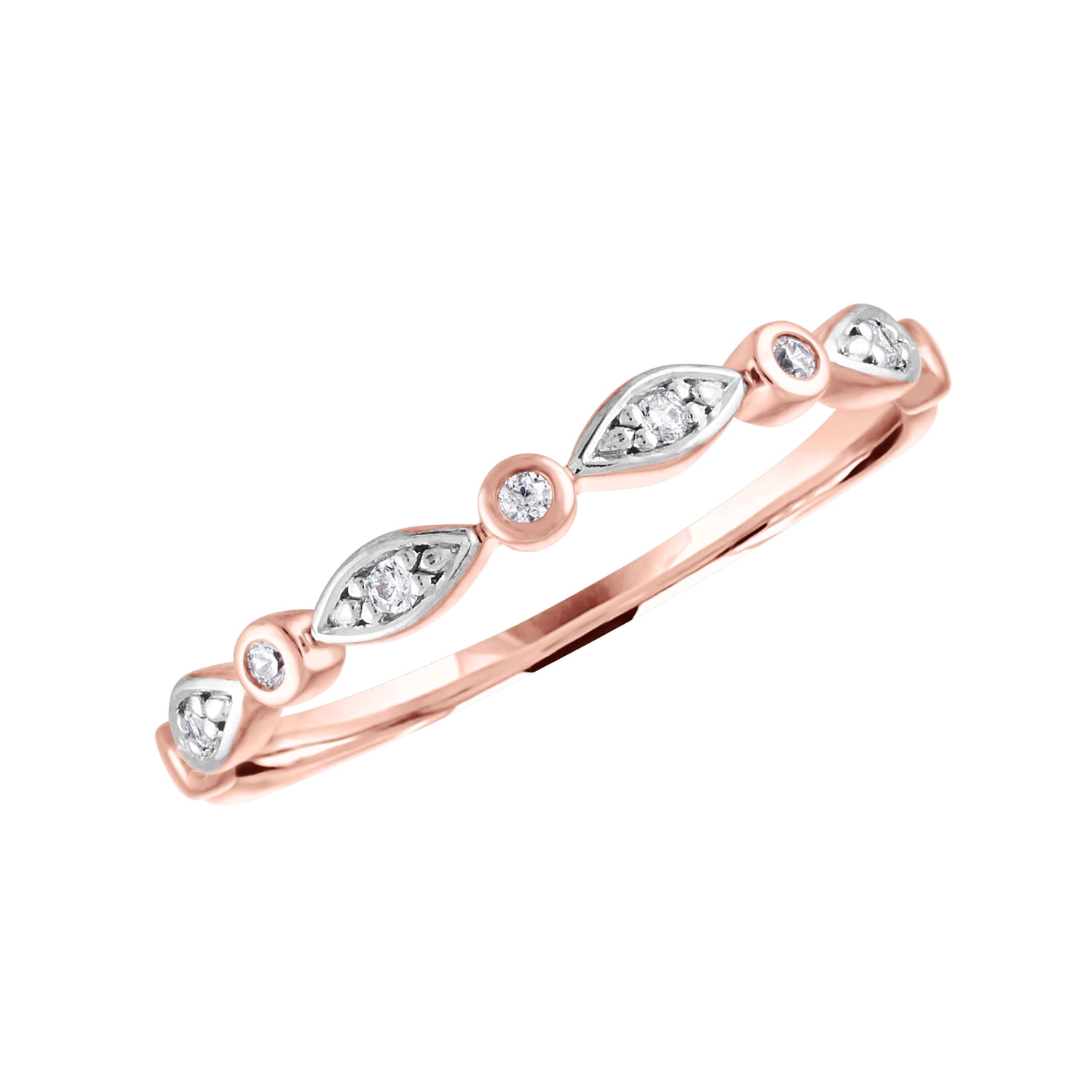 14kt Rose Gold Plated Genuine Diamond Accent Stackable Ring