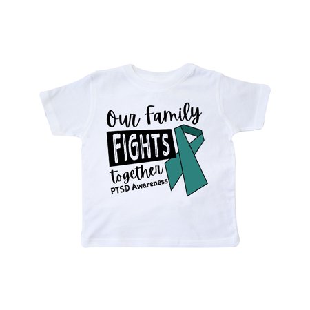 

Inktastic Our Family Fights Together PTSD Awareness Teal Ribbon Gift Toddler Boy or Toddler Girl T-Shirt