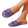 thumbnail image 2 of Chinese Slippers for Women, Mesh Floral Flats Slippers, Breathable Plum Blossom Embroidered Anti-slip Sandals 38, 2 of 9