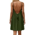 thumbnail image 5 of aohooy Backless Cami Dress for Women Open Back House Lounge Loose Short Dresses Spaghetti Strap Summer Beach Flowy Sundress 2026 Army Green,XXXL, 5 of 8