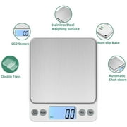 Digital Food Scale,3000g/0.1g Digital Scale,Gram Scale with 2 Trays for Cooking and Baking,Coffee Scale with Back-Lit LCD Display 6 Units, Auto Off, Tare, PCS, Stainless Steel