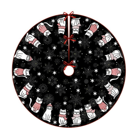 Bwiyojiz Home Decor Christmas Decorations Decoration Tree Skirt Classic Elementals Bottom Apron Gift, Gifts for Sister, Black