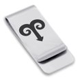 thumbnail image 1 of Stainless Steel Aries Zodiac Sign (Ram) Classic Slim Money Clip Credit Card Holder, 1 of 2