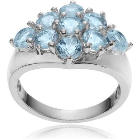 Brinley Co. Women's Blue Topaz Sterling Silver Cluster Fashion Ring