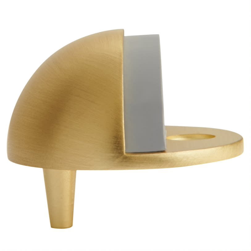 Dome Door Stop Wall Protectors with Rubber Stopper – Satin Brass Floor Mounted Door Stoppers 10-Pack – Design House, 188367