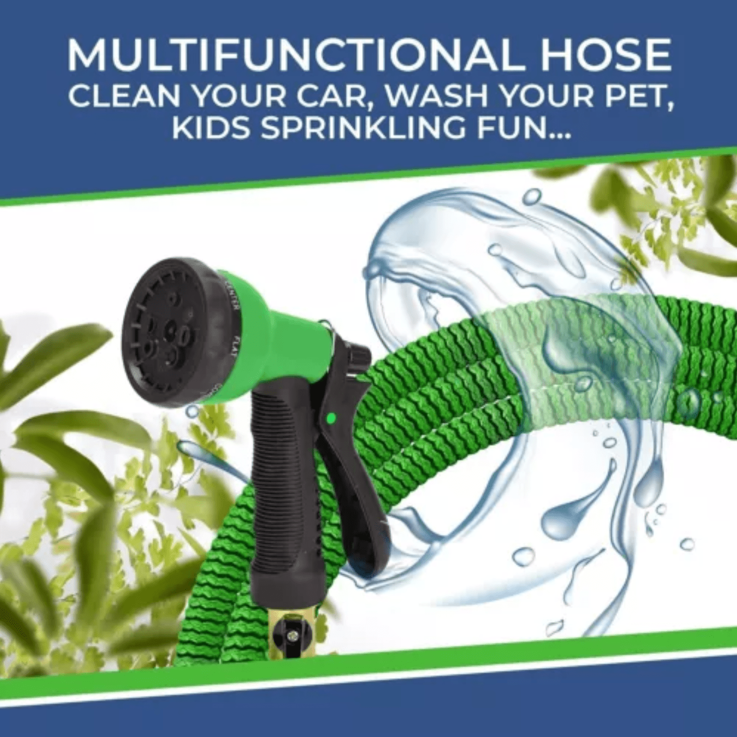 Garden Hose 50ft Kink-Free Expandable Water Hose Upgraded Leakproof Lightweight 50ft Garden Hose for Outdoor