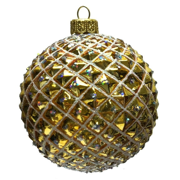 Gold and Silver Textured Ball Polish Glass Christmas Tree Ornament Decoration