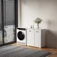 thumbnail image 6 of New Tilt Out Trash Can Cabinet for Removable 2 Bins, Hidden Recycle Garbage Bin Enclosure, Wooden Double Laundry Cabinet for Kitchen, Bathroom, Laundry Room, 6 of 8
