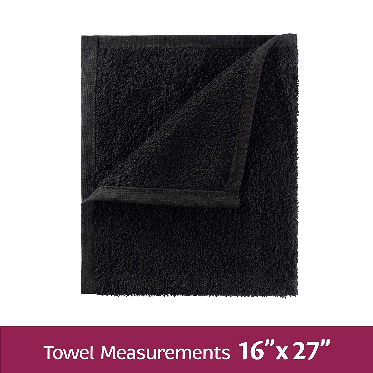 Soft Textiles 12 Pack Black Color Salon Towel Premium Hotel, Salon & Gym Hand Towels, 100% Cotton