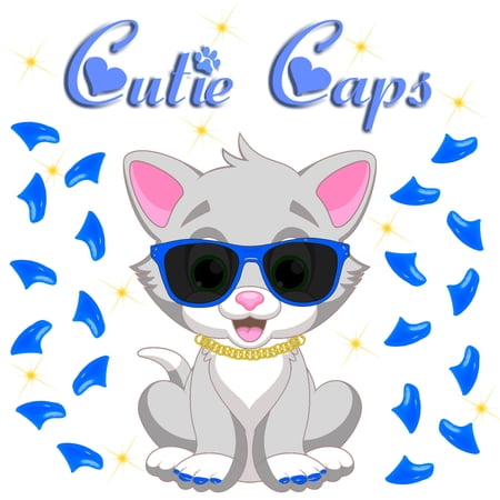 Cutie Caps 40 pack Kitten Cobalt Blue Soft Nail Guard for Cat Paws / Claws