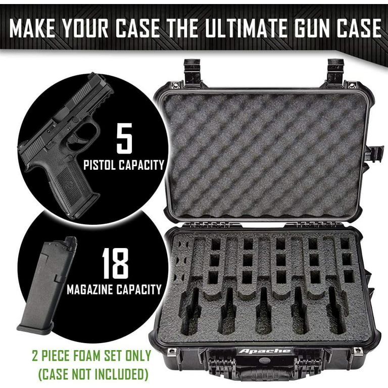 Pistol & Magazine Storage Foam Insert for Apache 4800 Case - Pre-Cut  Military Grade Polyethylene Base and Protective Lid Liner (Case Not  Included) 
