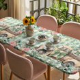 thumbnail image 3 of Eucalyptus Trucks Table Cloths for 8 Foot Rectangle Tables, Spring Farmhouse Floral Sage Green Plaid Patio Waterproof Elastic Fitted Tablecloths, Washable Rectangular Table Cover for Camping, 3 of 8