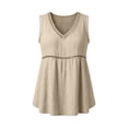 thumbnail image 7 of ClodeEU Women's V Neck Sleeveless Cutout Peplum Tank Top,Solid Color Casual Tunic Blouse Beige,Women's Plus L, 7 of 7