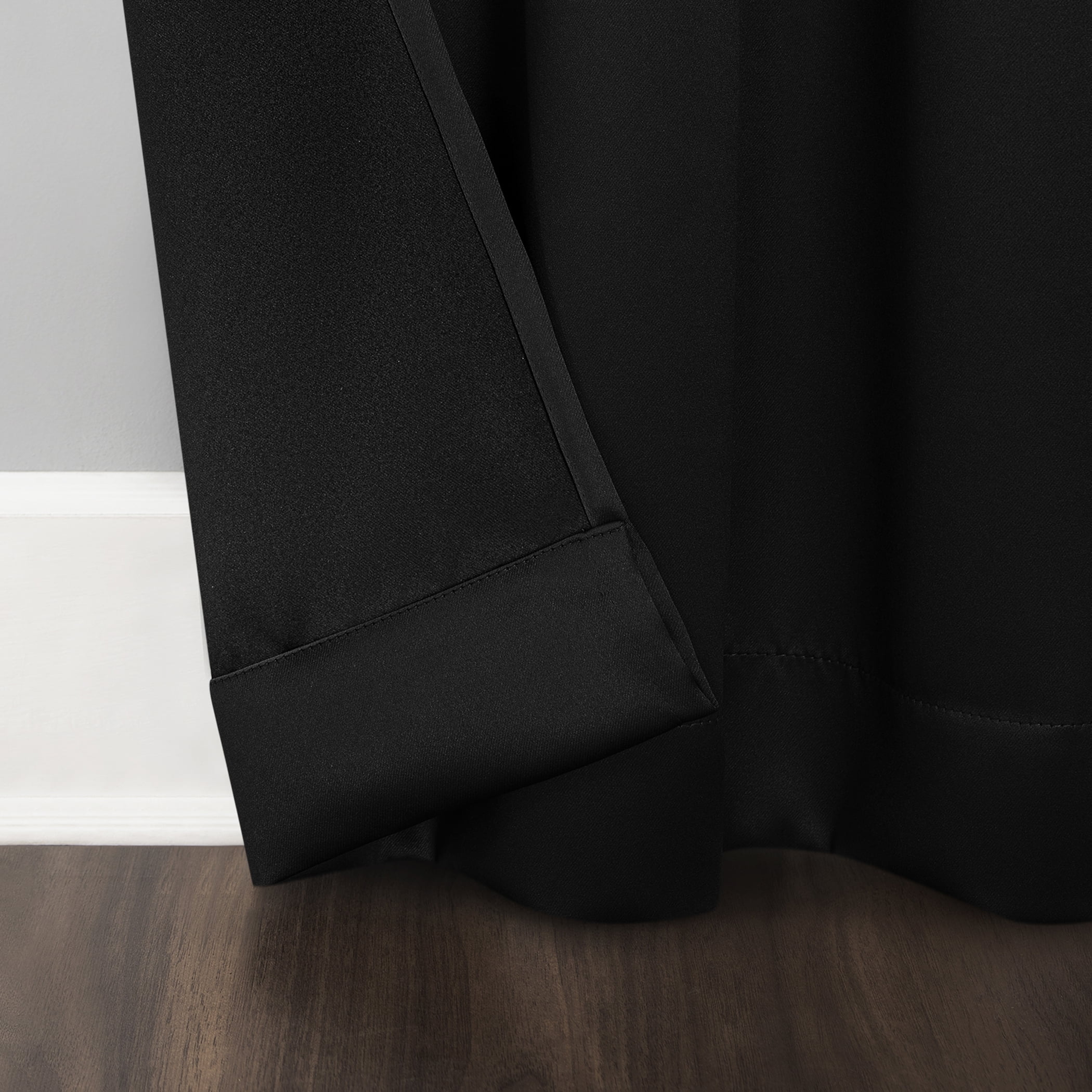 Sun Zero Avery Total 100% Blackout Grommet Curtain Panel in Black, 40" x 84", Black