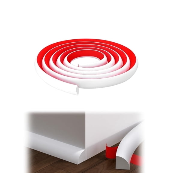 6.56 Feet Flexible Quarter Round Molding 1/2 Inch Waterproof Self-Adhesive Rubber Trim for Floor Edges, Wall Corners, Stairs, Cabinets, Tub & Countertops