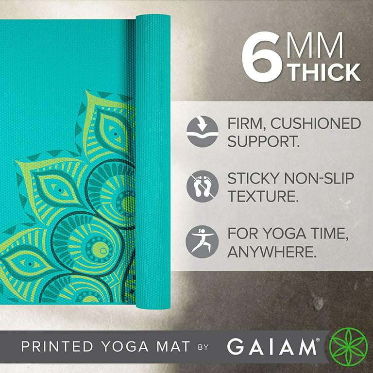 Gaiam Yoga Mat - Premium 6mm Print Extra Thick Non Slip Exercise & Fitness  Mat for All Types of Yoga, Pilates & Floor Workouts (68L x 24W x 6mm  Thick)