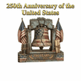 thumbnail image 3 of Liberty Bell Centerpiece with American Flags and Scroll Design, 1 Piece, Red White and Blue Vintage Finish, for Home and Office Desk, 250Th Anniversary Decoration, 3 of 3