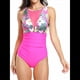 thumbnail image 2 of Traje de Baño de una Pieza para Mujer con Cuello en V y . Rosa Roja L, 2 of 8