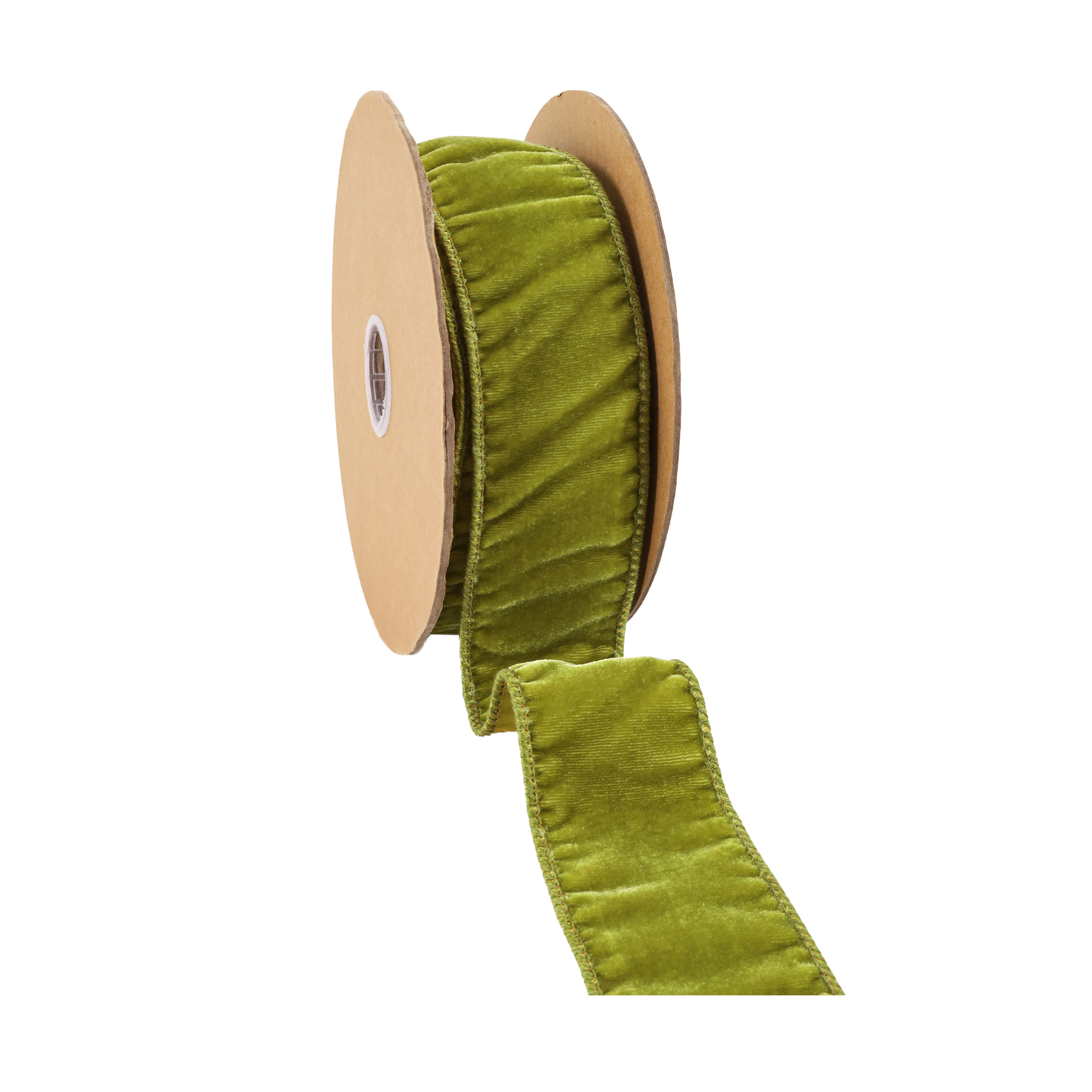 LaRibbons 2 1/2" Wired Premium Velvet Ribbon, Apple Green, 10 Yard Roll