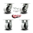 thumbnail image 2 of 6 Inch Heavy Duty Semi Steel Cast Iron Caster Set 2 Swivel Locks 2 Rigid SCC, 2 of 2