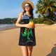 thumbnail image 3 of Balery Space Dino Cartoon Black Vestidos de verano para mujer con estampado: vestido holgado sin mangas, vestido playero informal y cómodo para días calurosos., 3 of 7