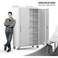 thumbnail image 5 of Ktaxon 19.7"D x 43.3"W x 72"H Upgraded Wide & Deep Garage Storage Cabinet, Metal Storage Cabinet with Pegboards, Wheels, Locking Doors and Adjustable Shelves, Gray, 5 of 8