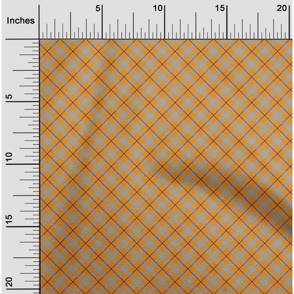 oneOone Cotton Poplin Medium Blue Fabric Check Fabric For Sewing Printed Craft Fabric By The Yard 42 Inch Wide
