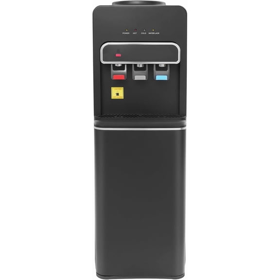 Bottom Loading Water Cooler Dispenser for 5 Gallon Bottles, Water Cooler 3 Temperatures with Hot, Room & Cold Spouts, Child Safety Lock, Hot and Cold Water Dispenser for Home, Office, Room (Black)