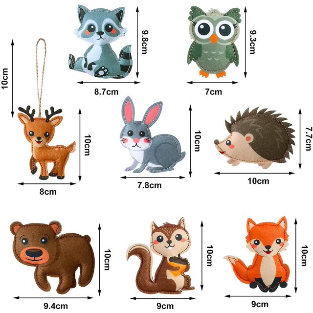 CARBONLIKE 8 piezas My Forest Friends Juego de adornos navideños Animales Craft Kit Navidad