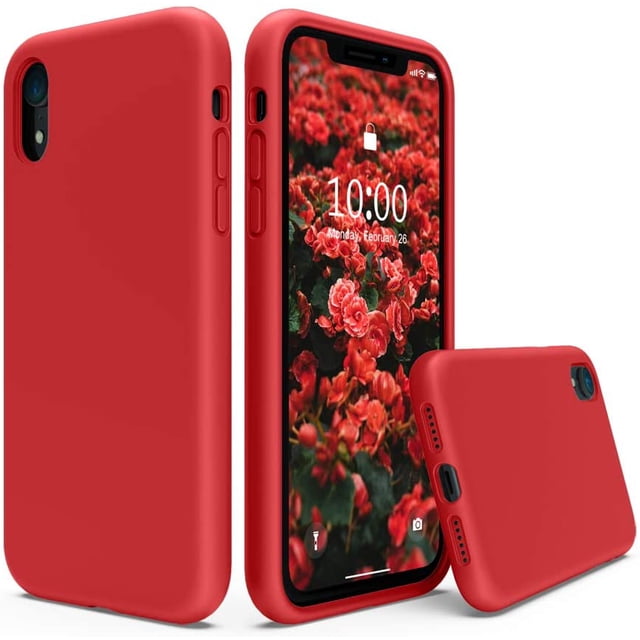 ATTOE Silicone Case Compatible with iPhone XR Case 6.1 inches, Soft Liquid Silicone Shockproof Phone Case (with Microfiber Lining) Compatible with XR (2018) 6.1 inches (Red)