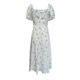 thumbnail image 3 of WILLBEST Vestido Midi Floral para Mujer, Vestido Fruncido con Abertura En El Busto, Estilo Bohemio, Cuello Cuadrado, Manga Corta, para Verano Extra Grande, 3 of 3
