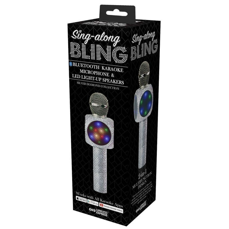 Silver Bling Karaoke Microphone & Bluetooth Speaker