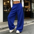 thumbnail image 7 of yeiolnoer Wide Leg Sweatpants for Women Elastic Waist Pants Casual Comfortable Pants with Pockets Athletic Clothes(Blue,Medium), 7 of 7