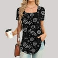 thumbnail image 5 of Sentuca Print Going Out Tops for Women Short Sleeve Square Neck Soft Casual Tops, 5 of 5