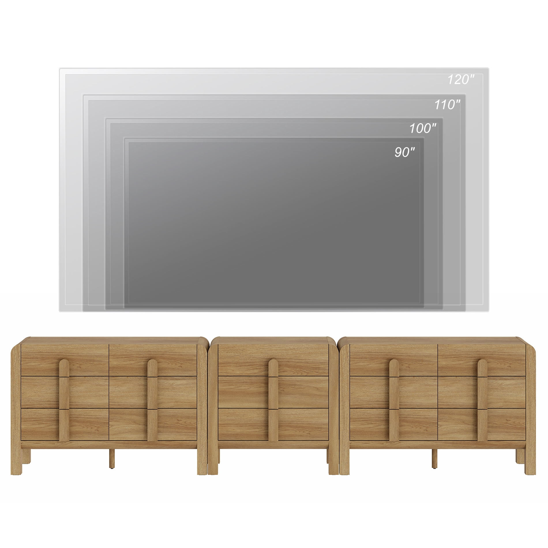 Modern Dresser TV Stand for TVs up to 120 inch, 3-in-1 Wood Media Console Table with 15 Drawers, Mid Century Entertainment Center with Storage for Living Room Bedroom