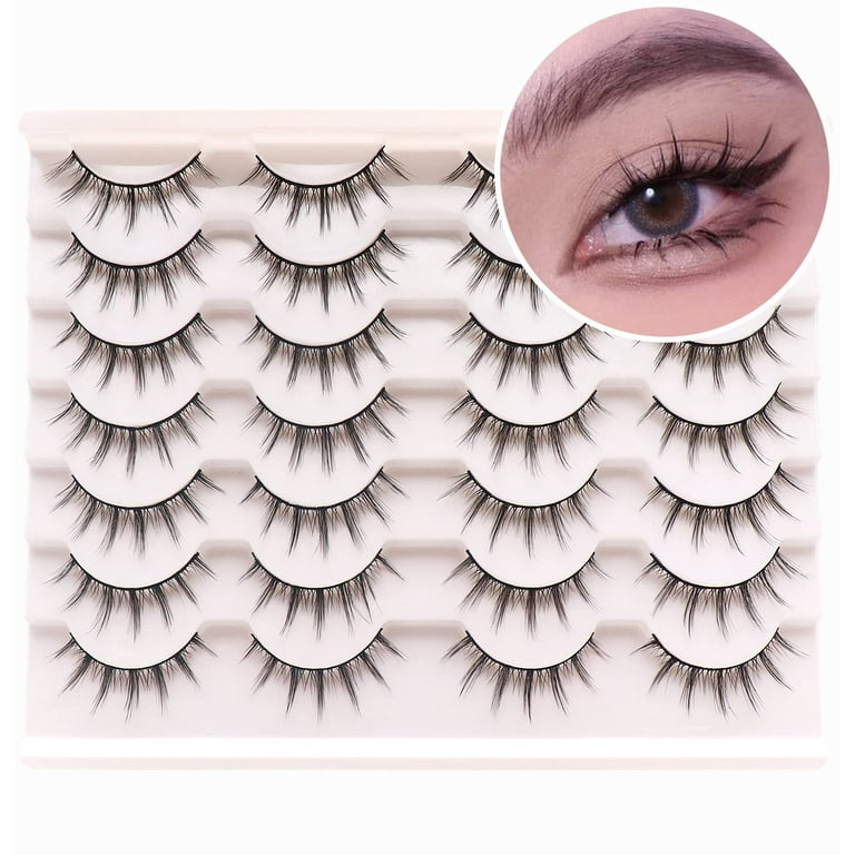 Manga Lashes Fluffy Faux Mink Lashes 14 Pairs Natural False Lashes Pack  Wispy Short Anime Lashes Look Like Individual Clusters| 3D1009