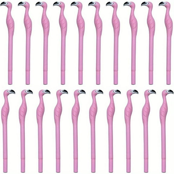20pcs Flamingo Pens Novelty Cute Flamingo Pen Gift Ideas Pink Rubber Ballpoint Pen Black Ink 0.5mm Suitable For Women Teachers Students Girlfriends Flamingo Party Gift Supplies