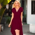thumbnail image 4 of Women's Dress Short Sleeve Long Maxi Dress V Neck Ruffle Wrap Dresses, 4 of 6