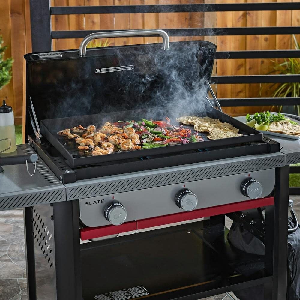 Weber Slate 28 Inch 3 Burners Natural Gas Rust-Resistant Griddle, Black