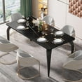 Tribesigns 63" Sintered Stone Dining Table, Modern Black Marble Dining