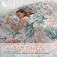 thumbnail image 4 of 3 Piece Sage Green Red Coral Duvet Cover Set Full Size, Microfiber Comforter/Quilt Cover with Corner Ties and 2 Pillowcases, Coastal Nautical Summer Beach All Season Soft Bedding with Zipper Closure, 4 of 8