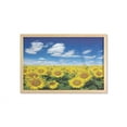 thumbnail image 1 of Sunflower Wall Art with Frame, Fresh Sunflowers Field Under Clear Sky Clouds Countryside Farm Picture, Printed Fabric Poster for Bathroom Living Room, 35" x 23", Blue Green Yellow, by Ambesonne, 1 of 2