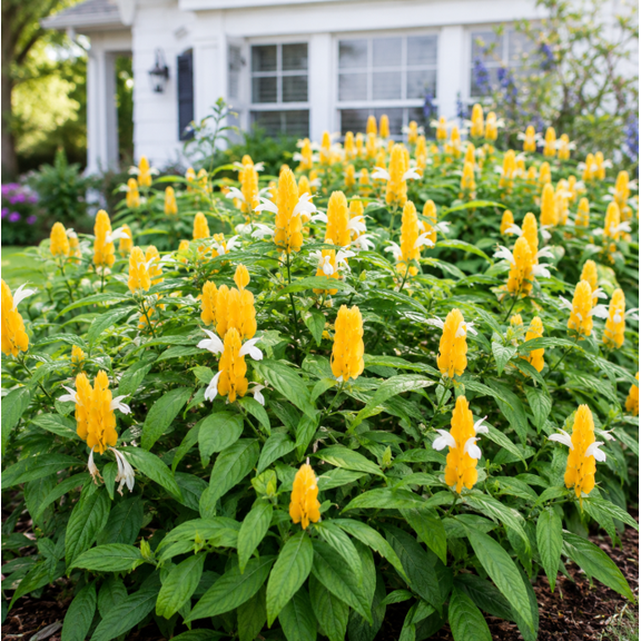 Set of 2 Yellow Shrimp Plants 4-6 Inch Tall, Live Tropical Flowering Plants for Patio, Containers, Indoor and Outdoor Gardens